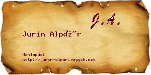 Jurin Alpár névjegykártya
